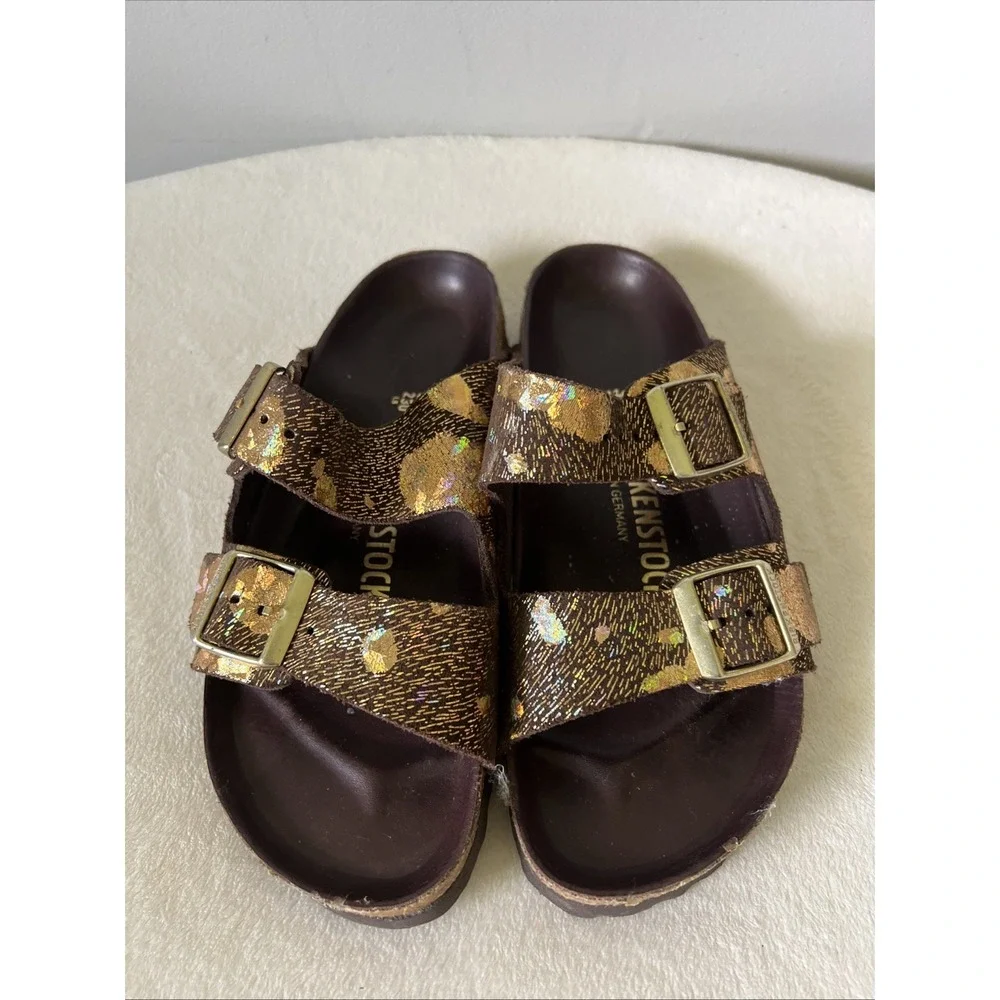 Birkenstock Exquisite Arizona Lux Metallic Sandals Size 36 Brown Free People